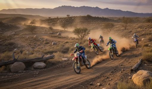 Professional dirt bike racer in action during high-speed Competition race